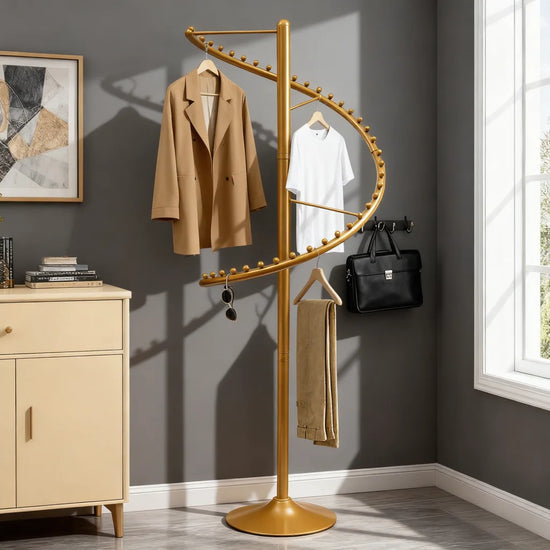Easy Assemble Modern Spiral Rotating Gold Garment Rack