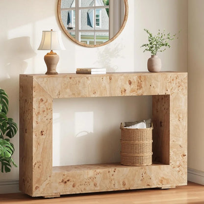 47.2" Burlwood Console Table, Narrow Entryway / Sofa Table
