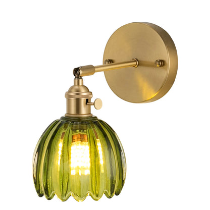 Wall Sconces with Cute Green Tulip Glass Lampshade