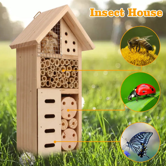 Wooden Insect Hotel Natural Nesting Habitat