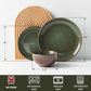 Stoneware Dinnerware Sets Service for 4, 12 pcs Reactive Glaze Plates and Bowls Sets, Handmade Ceramic