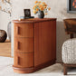 Solid Wood End Table, 3-Drawer Modern Slim