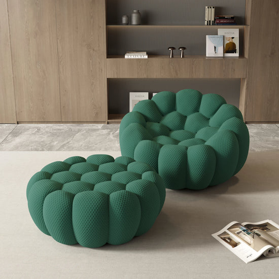 Modern Curved Boneless Sofa with Ottoman
