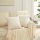 4-Pack Neutral Throw Pillow Covers 18x18 Inch, Soft Plush Striped Corduroy
