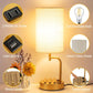 Touch Control USB Table Lamp, 3-Way Dimmable with USB C/A Charging Ports and AC Outlet,