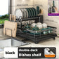 2-Layer Elevated Capacity Drain Rack with Water Tray Rust-Proof Dish Organizer