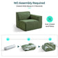 Green 4-Seat L-Shaped Sectional Sofa with Ottoman, Corduroy