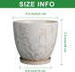 8 Inch White Ceramic Planter with Drainage Hole and Saucer for Indoor Outdoor Plants