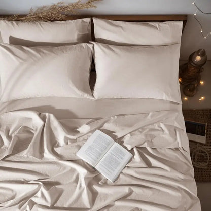 Linen Sheet Set King Size, Bed Sheets 6 Piece Sets,Solid Color Natural Flax Deep Pocket
