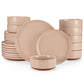12 Pcs Dinnerware Set Curved Edge Sesame Glaze Stoneware Plates Set