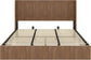 King Size Platform Bed with Storage with Wingback Headboard & Lift Up Storage, Natural