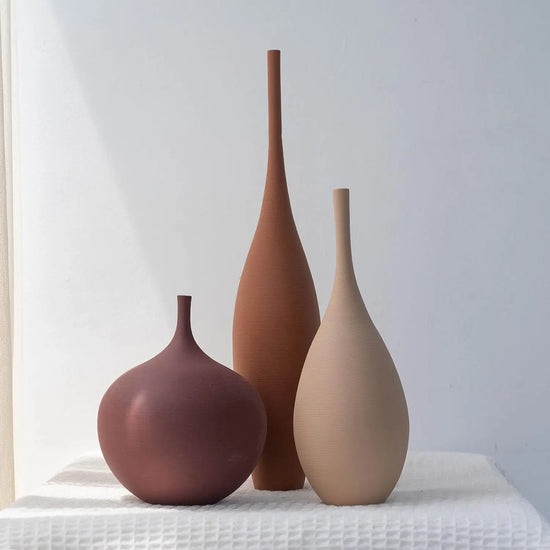 Set of 3 Modern Ceramic Vases, Minimalist Decor