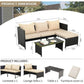 3-Piece Outdoor Wicker Patio Furniture Set with Loveseat, Sofa, and Cushions