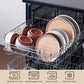 12 Pcs Dinnerware Set Curved Edge Sesame Glaze Stoneware Plates Set