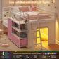 Kids Low Loft Bed with Desk, Storage Drawers, LED Lights & Play Space - Twin Size