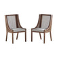 Yone Dining Chairs Set of 2, Modern Dining Chair with Fabric Upholstery, Rubberwood Frame Kitchen Chairs with Cane, Customized