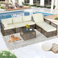 7-Piece Wicker Outdoor Patio Sectional Sofa Set with Cushions