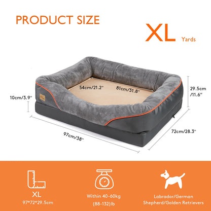 Jumbo Large Orthopedic Dog Bed Memory Foam