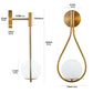Set of 2 Modern Golden Wall Sconces with Opal Glass Globe,