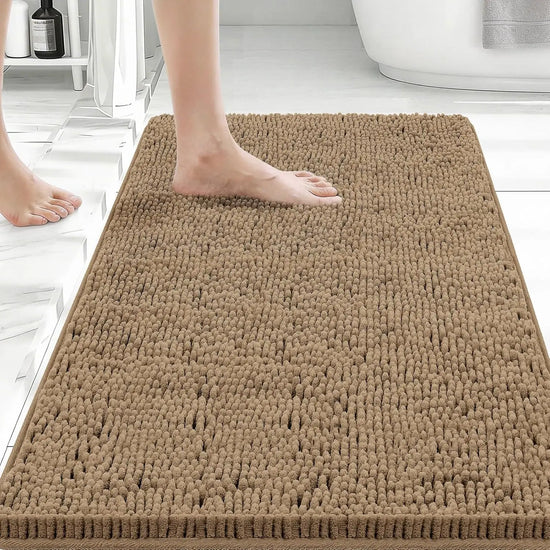 30x20 Non-Slip Chenille Bath Mat - Ultra-Absorbent, Quick-Dry, Machine Washable
