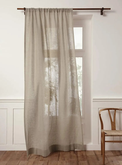 Flax Linen Sheer Curtain 108 Inches Long - European 100% Pure Linen