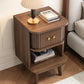 2-Piece Walnut Nightstand Set / Side Table with Charging Station, Mid-Century Modern