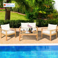 Outdoor 4-piece acacia wood patio set
