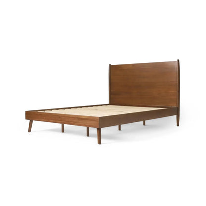 Natural Acacia Wood Mid Century Bed Frame King