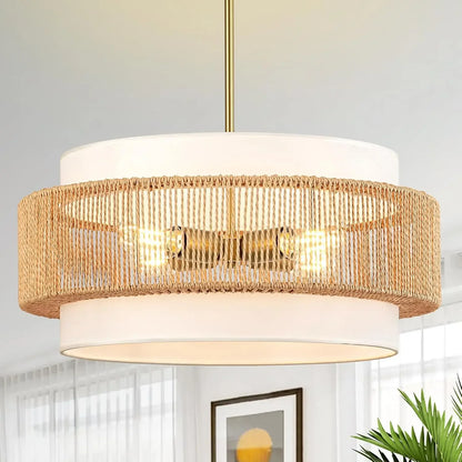 Rattan Chandelier, 19.7"