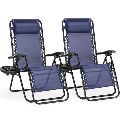 Zero Gravity Set of 2 Portable Recliner Outdoor Adjustable Pillow