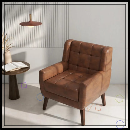 Modern Accent Chair, with Solid Wood Frame & Soft Cushion
