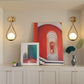 Set of 2 Modern Golden Wall Sconces with Opal Glass Globe,