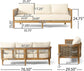 76.5" Outdoor Acacia Wood Wicker 3 Seater Sofa,