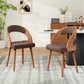 Modern Wood Dining Chairs Set of 4 Upholstered with Curved Back