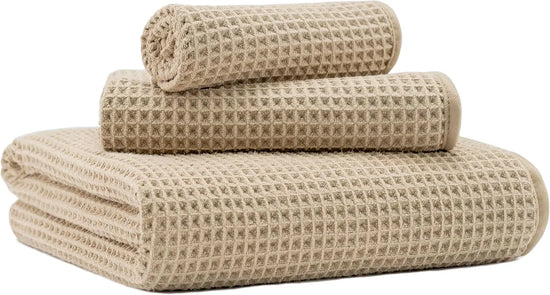 3-Piece Oversized Microfiber Waffle Bath Towels Set