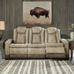 Power Reclining Sofa with Adjustable Headrest, Sand