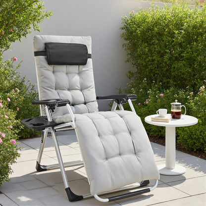 Zero Gravity Set of 2 Portable Recliner Outdoor Adjustable Pillow