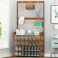 185cm Large Wooden 5 Tiers Hall Tree Hat Coat Stand Shoe Rack﻿