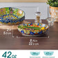 Large 42 oz Ceramic Pasta Bowls Set of 4, Colorful Serving Bowls for Kitchen, Dishwasher & Microwave Safe