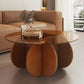 Modern Round Coffee Table with Solid Wood Legs, 31.5&