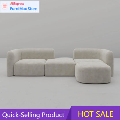 Luxury Modern Curved Back Velvet Sofa, Minimalist Style Modular Sectional