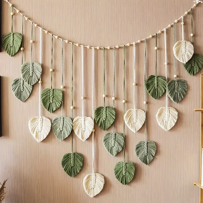 Woven Wall Decor, Green Leaves