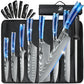 8pcs Kitchen Knife Damascus Stainless Steel Nylon Bag