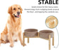 Elevated Ceramic Dog Bowl with Stand for Large Breeds, Double Feeder in Brown Coffee