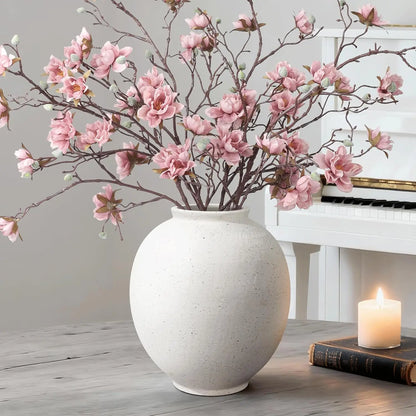 Large White Ceramic Vase, 9.8 Inch Tall for Home and Table