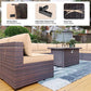 10-Piece Outdoor Patio Furniture Set with Propane Fire Pit Table, Wicker Rattan