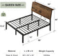 Queen Size Bed Frame with Adjustable LED Lights, Storage Headboard, Charging Ports