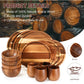 16-Piece Acacia Wood Dinnerware Set: Round Plates, Bowls, Tea Cups for 4 - Easy Clean & Lightweight