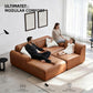 105" Modular Faux Leather Sectional Sofa Deep Seat L-Shape Removable Wipe-Clean Replaceable Cover