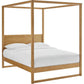 4-Post Wood Platform Canopy Bed in Oak – with with Headboard and Solid Rubberwood Frame